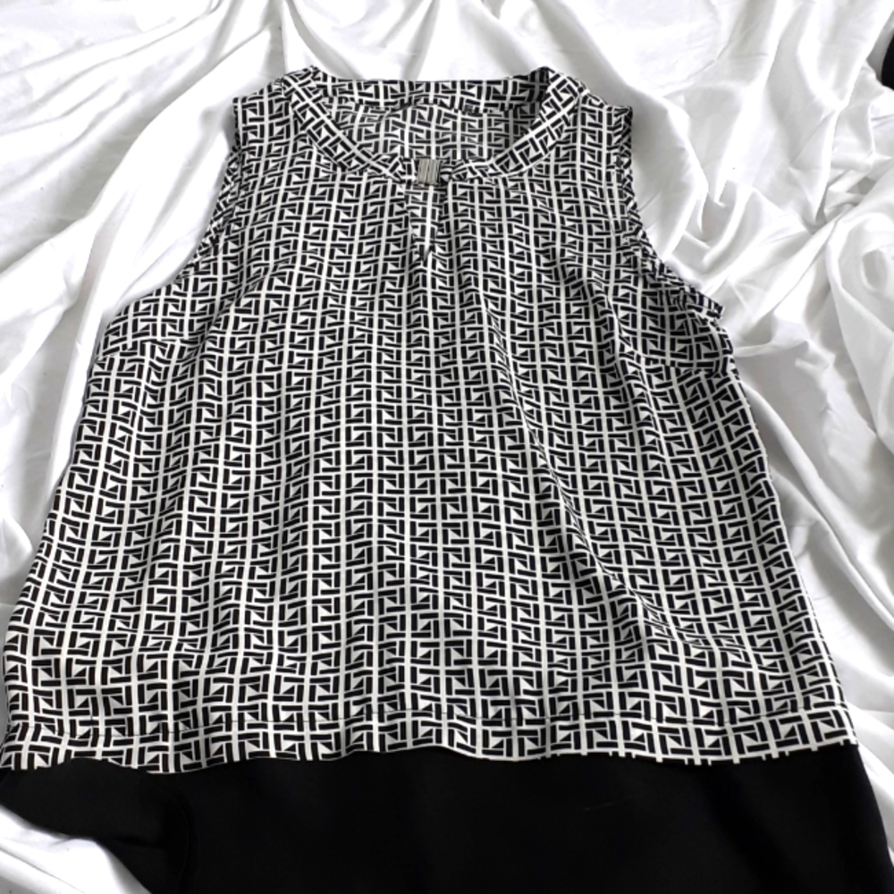 White and black blouse